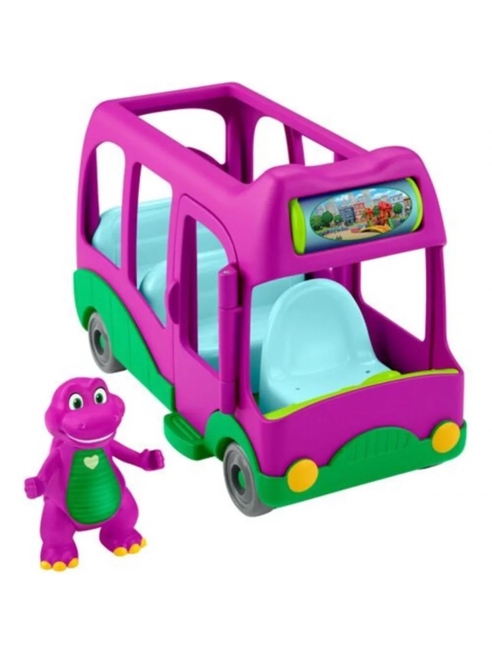 Fisher-Price Barney's World Adventure Bus Push-Along Toy & Barney Figure